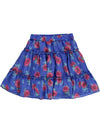 Blue skirt with floral pattern and ruffles