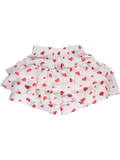 White shorts with red hearts with ruffles and bow