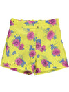 Yellow shorts with floral pattern