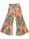 Green and salmon pleated pants