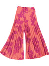 Calças rosa e cor-de-laranja plissada
