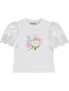 White T-Shirt with white embroidered lace detail