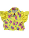 Blusa amarela com padrão floral
