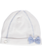 Gorro branco com laço azul