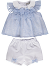 Girl's blue and white top and shorts set
