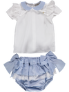 Girl's blue and white top and shorts set