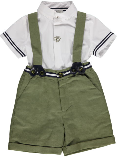 Conjunto de menino verde com calção e camisa