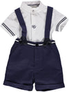 Boy's set in navy blue shorts and white shirt