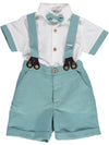 Blue green boy's set with shorts and shirt