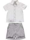 Boy's set with blue striped shorts and white shirt