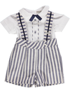 Boy's set in striped shorts and white shirt