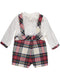 Body tartan vermelho e beige com papillon