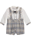 Body tartan azul e beige com papillon