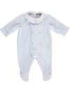 Babygrow azul com golas brancas