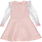 Vestido chanel rosa com mangas em tule