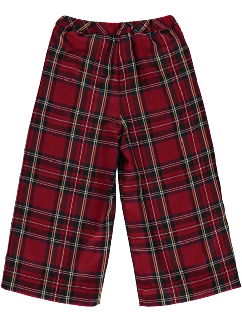 Calças xadrez vermelho com botões
