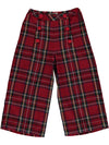 Calças xadrez vermelho com botões