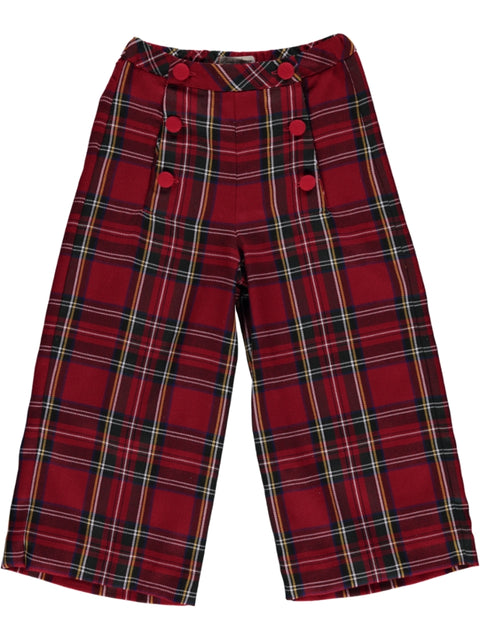 Calças xadrez vermelho com botões