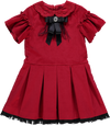 Vestido de veludo vermelho com laço preto