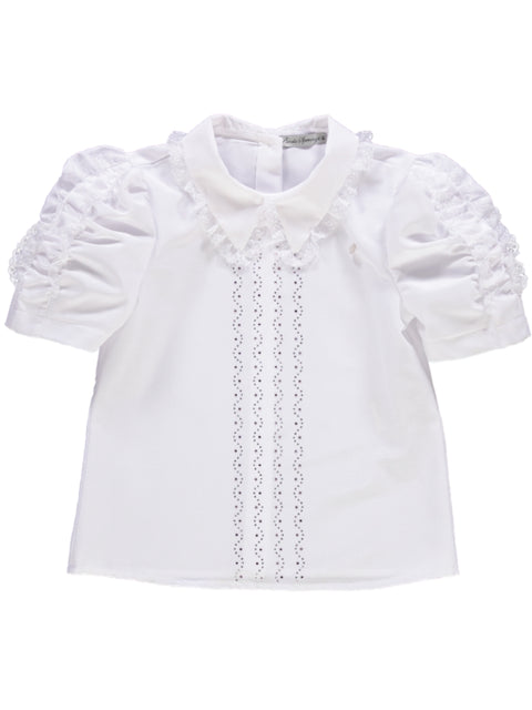 Blusa com rendas e brilhantes roxos