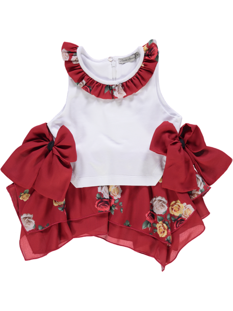 Top branco e vermelho com laços