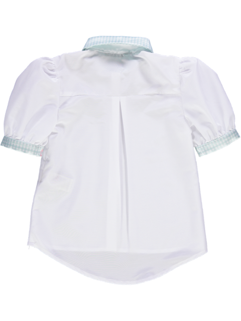 Camisa de gola verde de padrão vichy