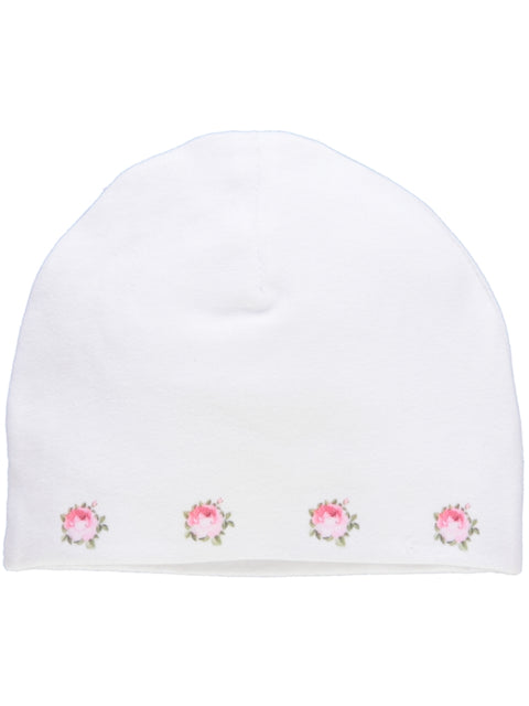 Gorro branco com flores