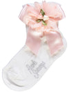 Meia com flor rosa
