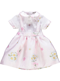 Conjunto de saia de peito floral rosa com camisa