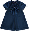 Vestido de bebé, navy com macho, golas bordadas e laço