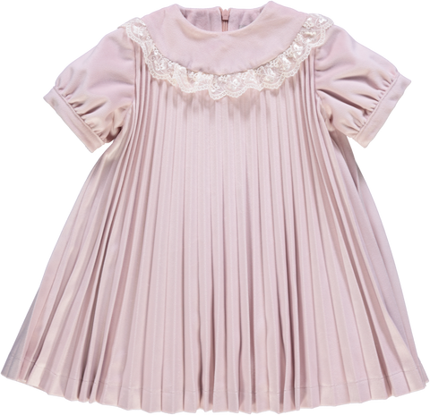 Vestido de bebé rosa plissado