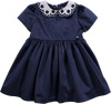 Vestido de bebé navy com golas bordadas