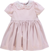 Vestido de bebé rosa com golas bordadas