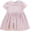Vestido de bebé rosa com golas bordadas