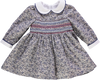 Vestido de bebé vazul florido com smocks