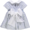 Vestido de bebé azul florido com smocks