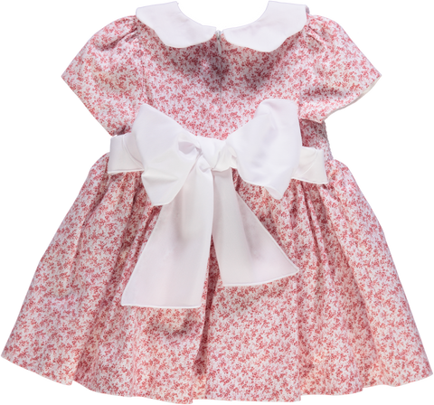 Vestido de bebé rosa florido com smocks