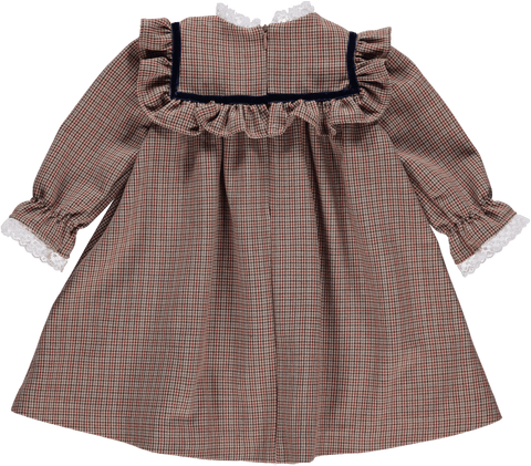 Vestido de bebé xadrez com folhos