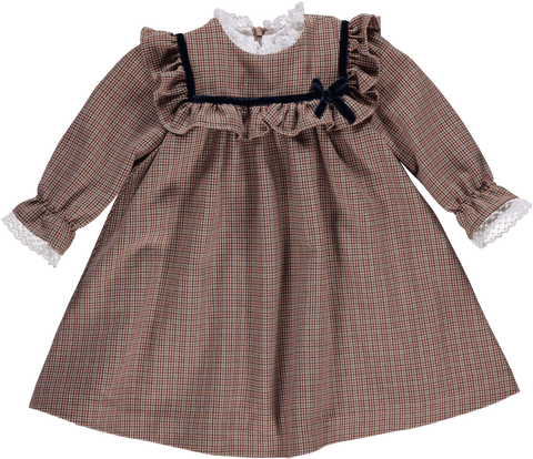 Vestido de bebé xadrez com folhos