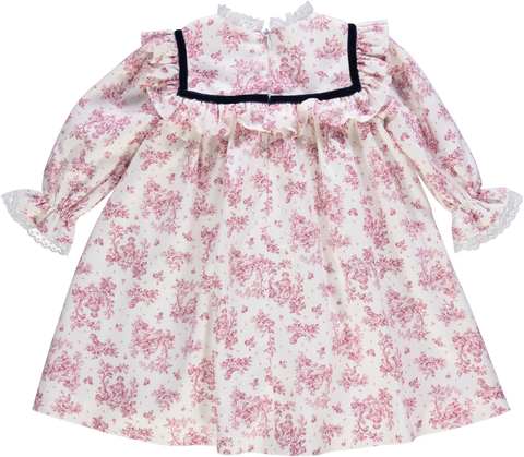 Vestido de bebé rosa florido com folhos
