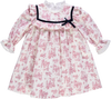Vestido de bebé rosa florido com folhos