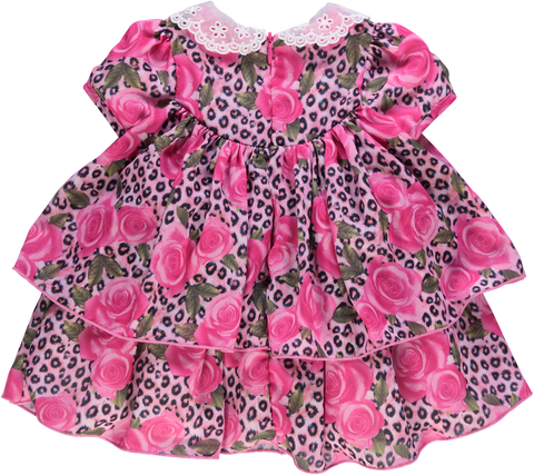 Vestido de bebé rosa tigrado