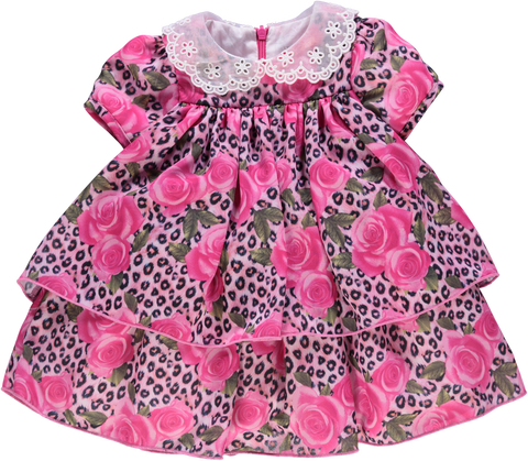 Vestido de bebé rosa tigrado