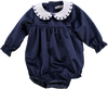 Body de menina marinho com gola bordada