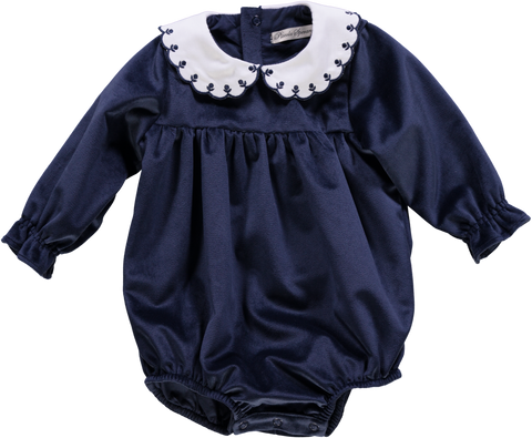 Body de menina marinho com gola bordada