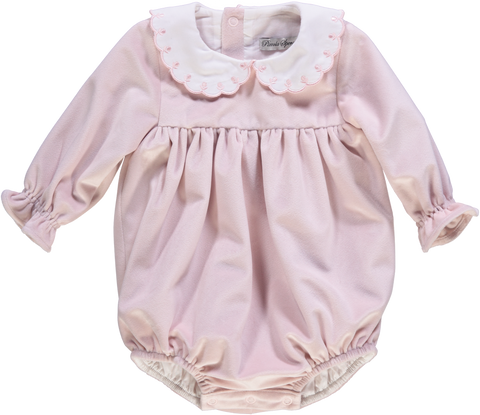 Body de menina mrosa com gola bordada