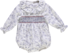 Body de menina azul florido com smocks