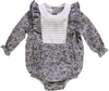 Body de menina azul florido com pregas e folhos