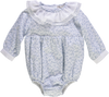 Body de menina azul florido com renda
