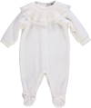 Babygrow de menina branco com gola plissada